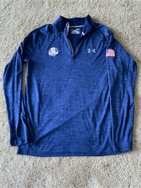 Under Armour Golf Ryder Cup 2016 Women Navy Blue Quarter-Zip Pullover Size SP